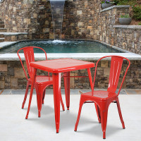 Flash Furniture CH-31330-2-30-RED-GG Metal Table Set in Red